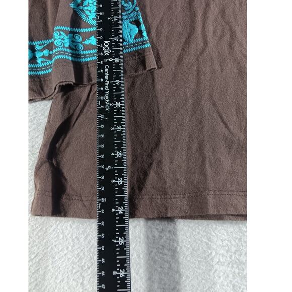 Pink Cattlelac Brown Embroidered Boho Peasant Top Sz S Southwest Western - Picture 3 of 6